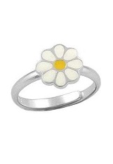 beautiful teeny enamel daisy flower silver ring for babies and children